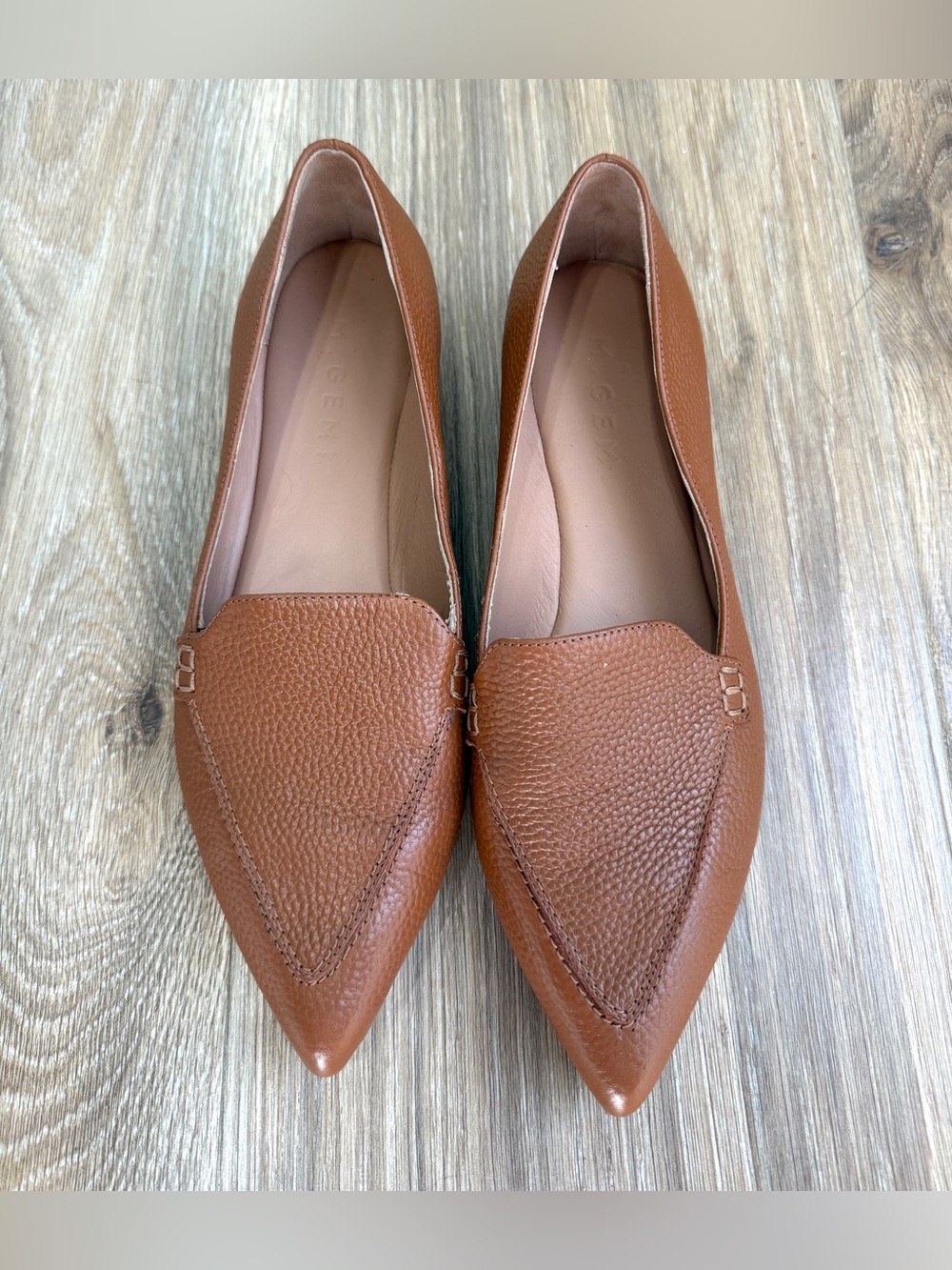 M.Gemi Brown Pebbled Leather Pointed Toe Loafer Flats Size 36 Made in Italy - Picture 3 of 8